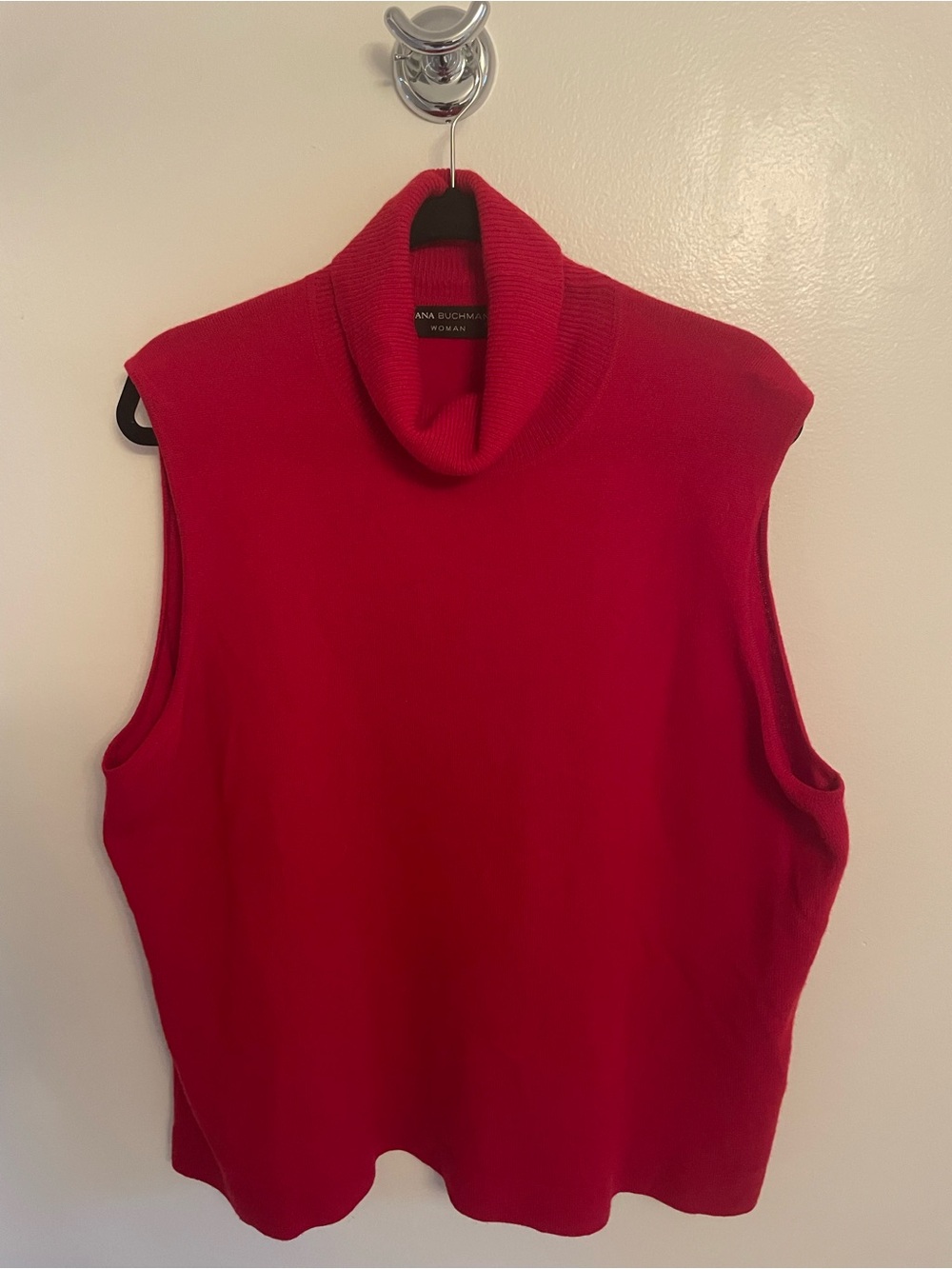 Dana Buchman Red Sleeveless Cowl Neck Sweater 100% Cashmere